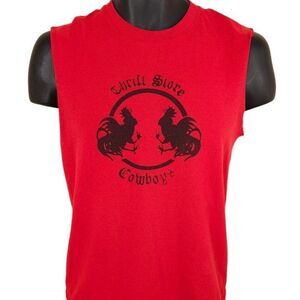 Vintage Thrift Store Cowboys T Shirt Mens Size XS Red Y2K Alternative Country